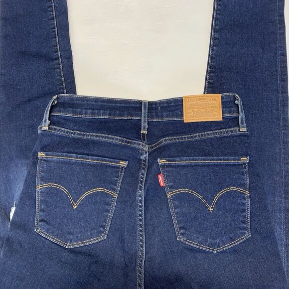 Levis 721 Jeans Women's Sz. 28 Blue High Rise Skinny Ripped Distressed - Picture 10 of 13